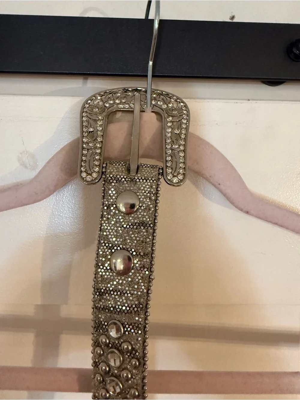 Girls Sparkling Crystal-Embellished Silver Belt